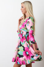 Tropical Floral Boat Neck Skater Dress