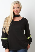 Choker Neck Zippered Sleeve Sweatshirt