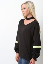 Choker Neck Zippered Sleeve Sweatshirt