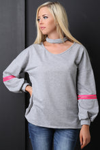 Choker Neck Zippered Sleeve Sweatshirt