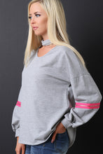 Choker Neck Zippered Sleeve Sweatshirt