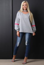 Choker Neck Zippered Sleeve Sweatshirt