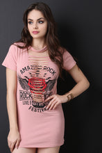 Slashed Amazing Rock Graphic Longline Top