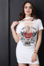 Slashed Amazing Rock Graphic Longline Top
