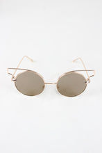 Open Wire Frame Round Cat Eye Mirrored Sunglasses