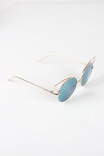 Open Wire Frame Round Cat Eye Mirrored Sunglasses