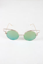 Open Wire Frame Round Cat Eye Mirrored Sunglasses