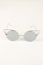 Open Wire Frame Round Cat Eye Mirrored Sunglasses
