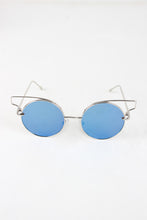 Open Wire Frame Round Cat Eye Mirrored Sunglasses