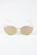 Open Wire Framed Mirror Lens Sunglasses