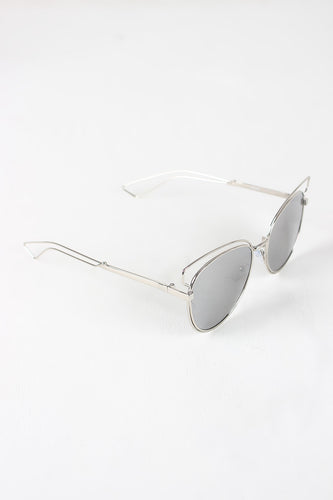 Open Wire Framed Mirror Lens Sunglasses