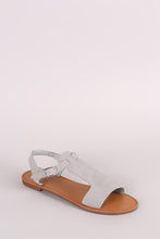 Breckelle Nubuck T-Strap Open Toe Flat Sandal