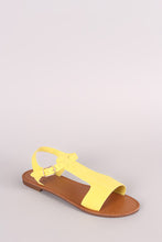 Breckelle Nubuck T-Strap Open Toe Flat Sandal