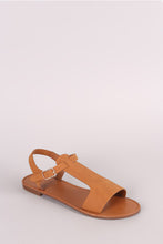 Breckelle Nubuck T-Strap Open Toe Flat Sandal