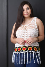 Floral Crochet Fringe Hem Sleeveless Top