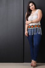 Floral Crochet Fringe Hem Sleeveless Top