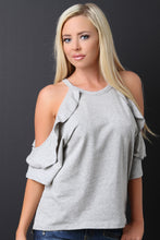 Cold Shoulder Ruffle Knit Top