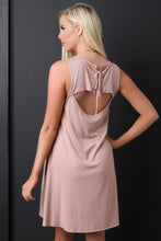 Sleeveless Back Cutout Lace Up Shift Dress