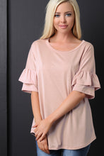 Cupro Knit Ruffle Sleeve Top