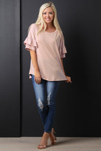 Cupro Knit Ruffle Sleeve Top