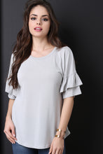 Cupro Knit Ruffle Sleeve Top