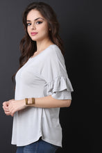 Cupro Knit Ruffle Sleeve Top