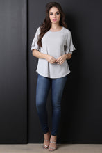 Cupro Knit Ruffle Sleeve Top