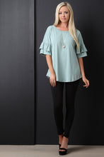 Cupro Knit Ruffle Sleeve Top