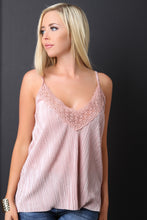 Accordion Pleated Lace Cami Top