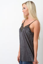 Accordion Pleated Lace Cami Top